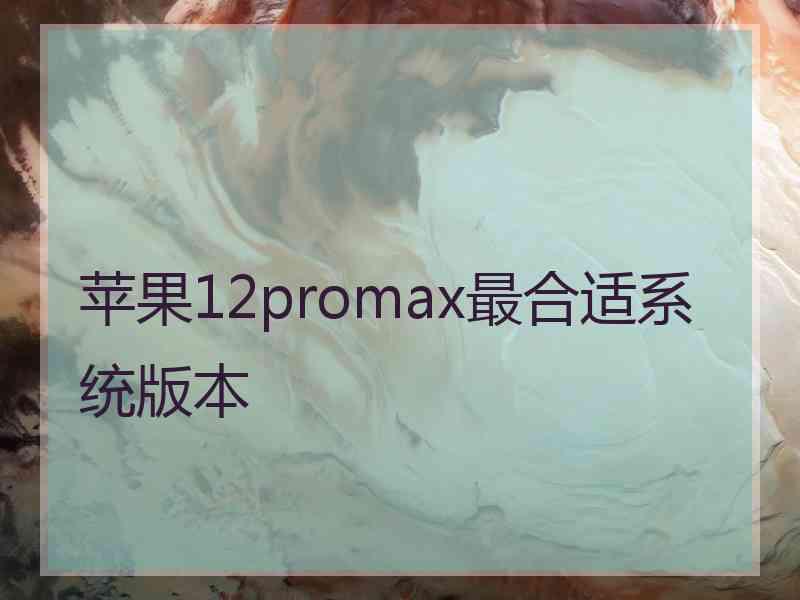 苹果12promax最合适系统版本