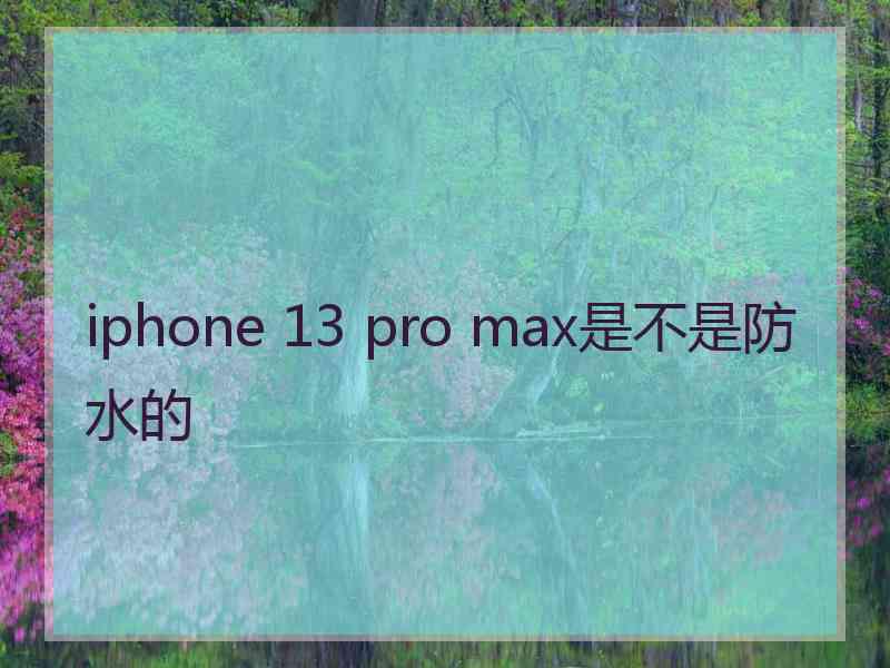 iphone 13 pro max是不是防水的