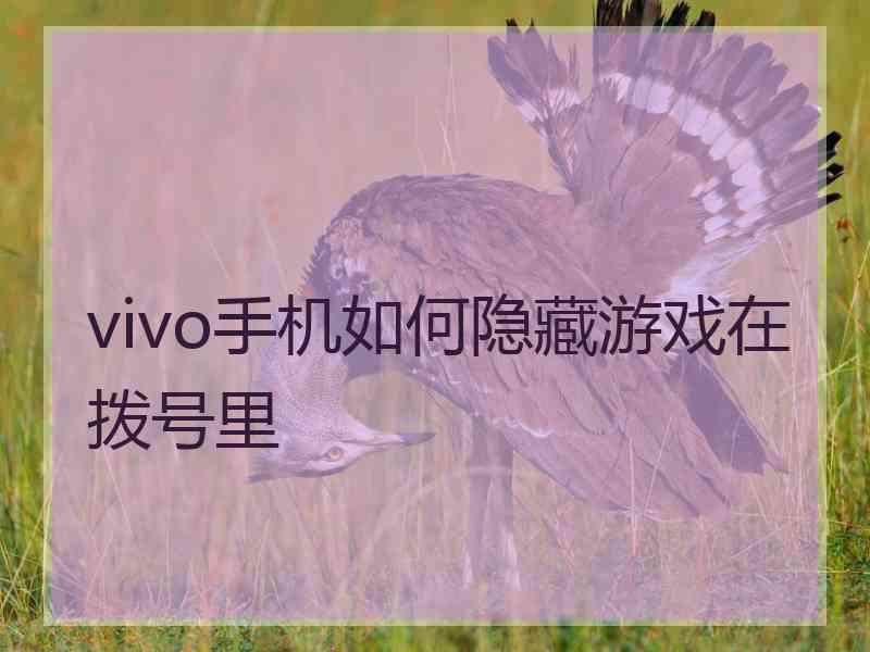 vivo手机如何隐藏游戏在拨号里