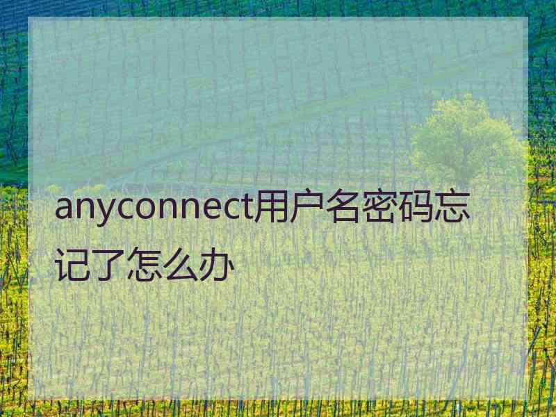 anyconnect用户名密码忘记了怎么办