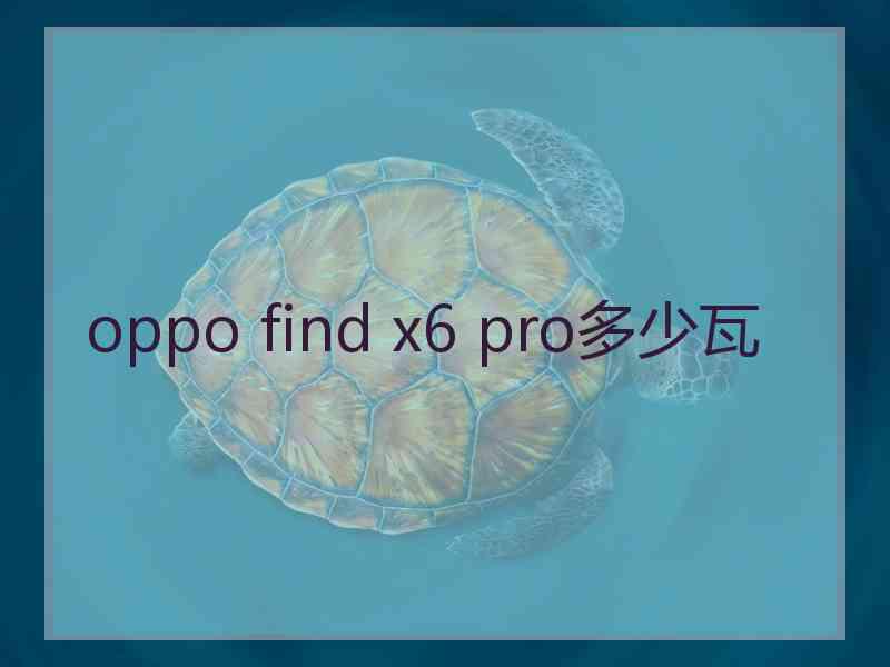 oppo find x6 pro多少瓦