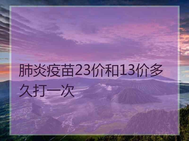 肺炎疫苗23价和13价多久打一次